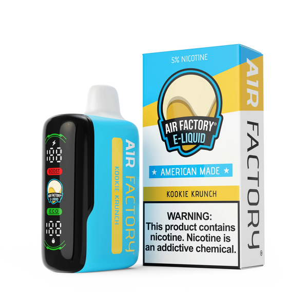Air Factory 20K Puff Disposable Vape device with sleek design and colorful branding, ideal for on-the-go vaping.