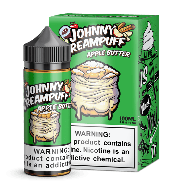 Johnny Creampuff Apple Butter e-liquid in 100mL bottle, featuring rich apple butter flavor with smooth creamy notes.