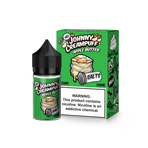 Johnny Creampuff Apple Butter Salt E-liquid 30mL bottle, smooth apple butter flavor with salt nicotine for vaping enjoyment.