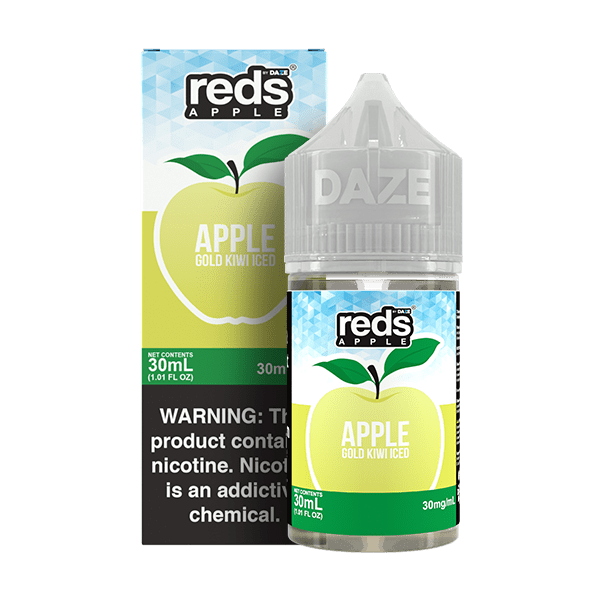 Apple Gold Kiwi Iced Salt e-liquid bottle from Red's Apple E-Juice by 7 Daze, 30mL with colorful label and product branding.