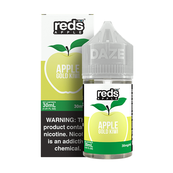 Apple Gold Kiwi SALT e-liquid by Red's Apple E-Juice, showing a vibrant 30mL bottle with fresh apple and kiwi flavors.