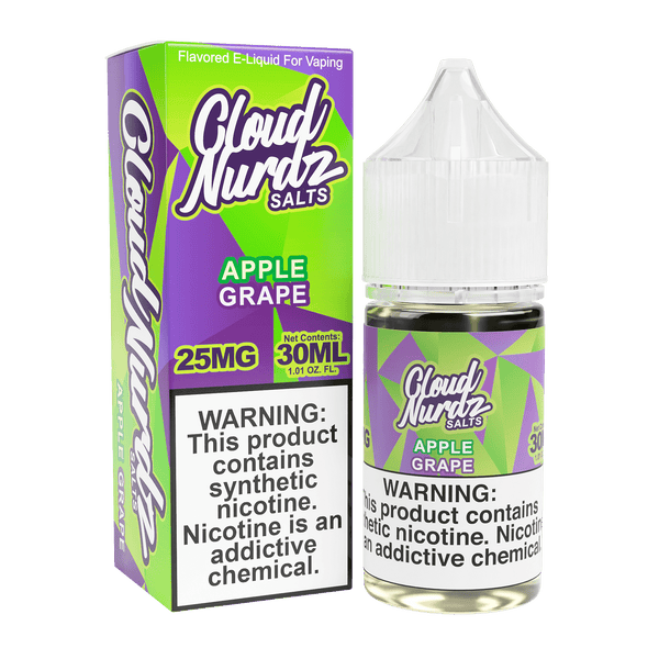 Apple Grape SALT e-liquid by Cloud Nurdz in 30mL bottle, featuring a fruity apple and grape flavor combination.