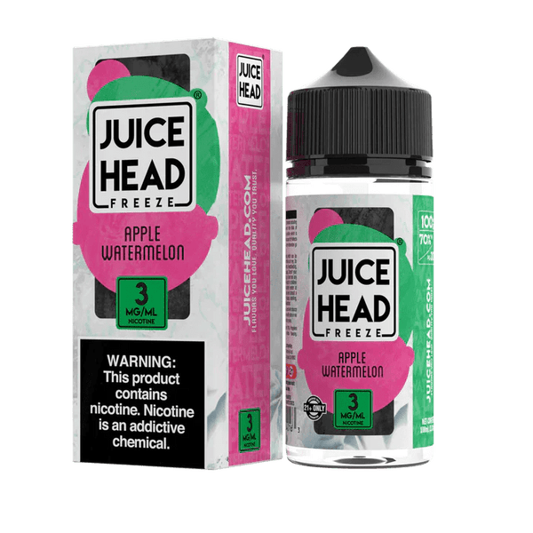 Apple Watermelon FREEZE e-liquid by Juice Head in 100mL bottle, showcasing the colorful packaging with images of apples and watermelons.