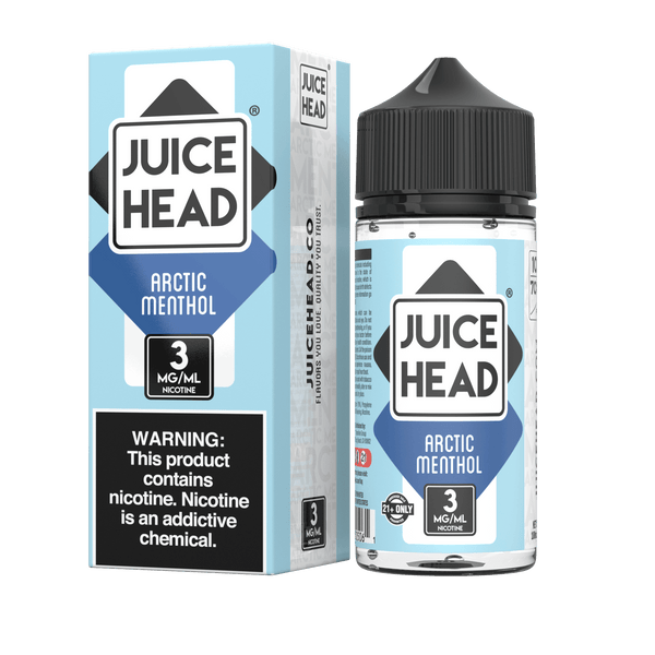 Juice Head Arctic Menthol e-liquid 100mL bottle with menthol flavor and vibrant label design.