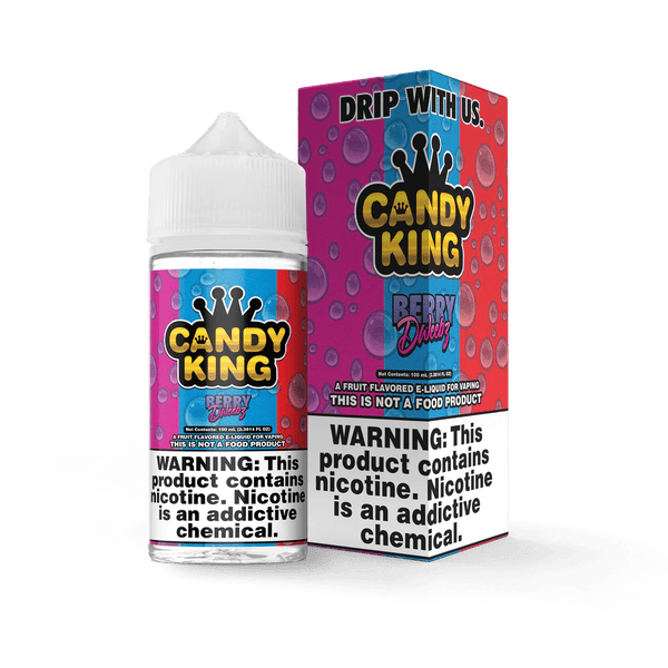 Berry Dweebz Candy King 100mL e-liquid bottle with berry-flavored design and colorful label, ideal for vaping enthusiasts.