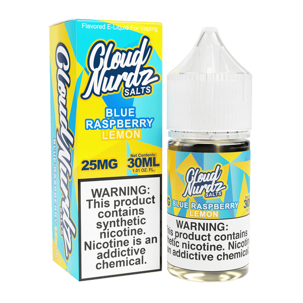 Blue Raspberry Lemon Salt e-liquid by Cloud Nurdz in 30mL bottle, featuring vibrant blue raspberry and lemon flavor.