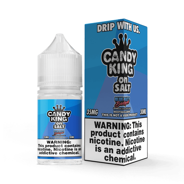 Blue Razz Bubblegum SALT e-liquid by Candy King, 30mL bottle featuring vibrant blue razz and bubblegum flavor.