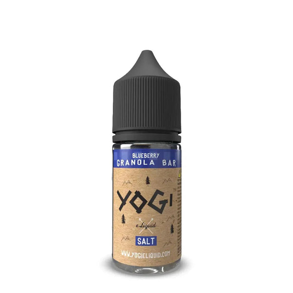Blueberry granola bar salt e-liquid by Yogi E-Liquid in a 30mL bottle, featuring blueberry and granola flavor.