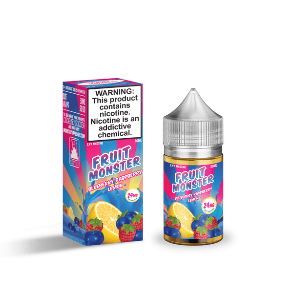 Blueberry raspberry lemon salt e-liquid by Fruit Monster in a 30mL bottle, featuring vibrant fruit flavor blend