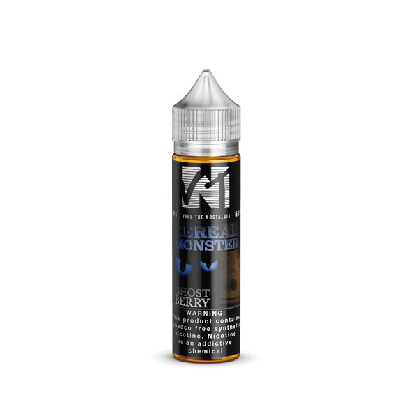 Cereal Monster Ghost Berry vape e-liquid bottle by Vape The Nostalgia, 60mL with colorful label featuring cereal and berry graphics.