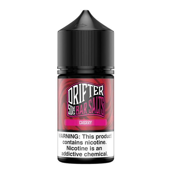 Cherry SALT Drifter E-Liquid 30mL bottle with a cherry flavor label, designed for vaping, showcasing the product packaging.