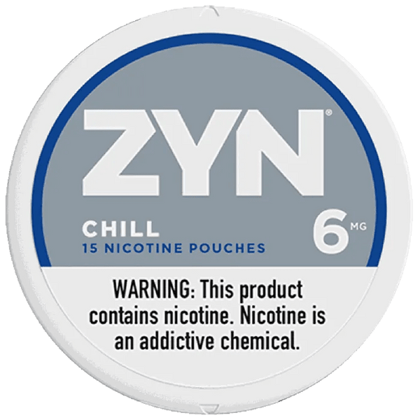 Chill ZYN Nicotine Pouches 15-pack, small cylindrical pouches with a mint flavor for discreet nicotine use.