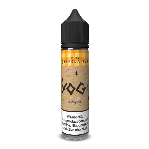 Yogi E-Liquid Citrus Granola Bar flavor 60mL bottle, featuring a vibrant label with citrus and granola imagery.