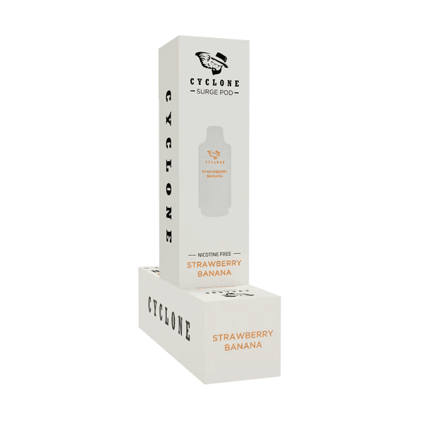 Cyclone Surge Nic-Free 6000 Puff Vape Disposable Refill Pods, clear packaging with multiple refill pod containers inside.
