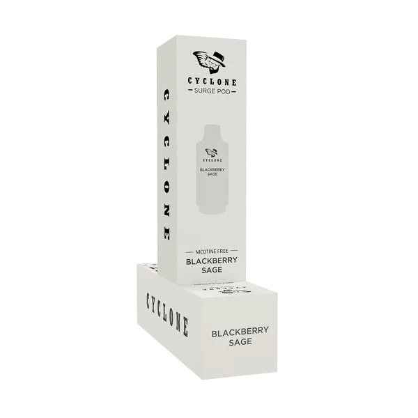 Cyclone Surge Nic-Free 6000 Puff Vape Disposable refill pods, clearanced product with sleek design and flavor options.