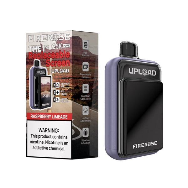 Firerose FireRose UPLOAD vape kit with replaceable color screen, disposable vape device for easy use and customizable display.