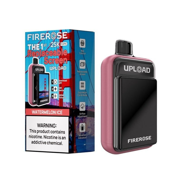Firerose UPLOAD vape kit with replaceable color screen and sleek design, disposable electronic cigarette for vaping.