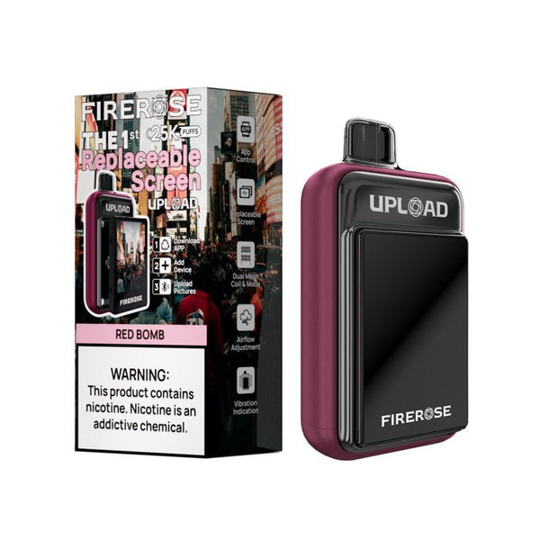 Firerose UPLOAD Vape Kit with replaceable color screen, disposable vape device in sleek design, ideal for easy vaping.