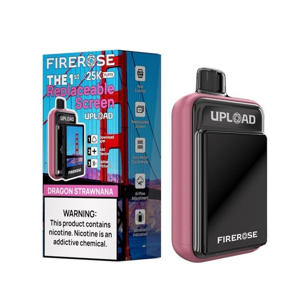 Firerose UPLOAD vape kit with replaceable color screen, disposable vape device in sleek design, ideal for easy vaping.