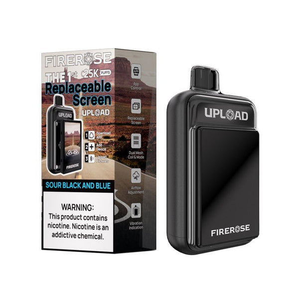 Firerose FireRose UPLOAD disposable vape kit with replaceable color screen and sleek design, ideal for easy vaping.