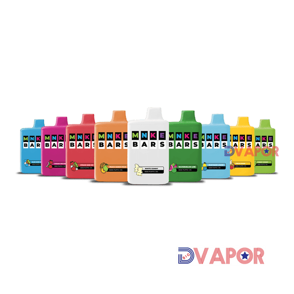 MNKE Bars disposable vape with 16ml e-liquid, 6500 puffs, 5% nicotine, rechargeable, shown in the image.