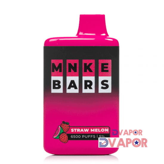 MNKE Bars 16ml disposable vape with 6500 puffs, rechargeable, non-refundable, black device with mouthpiece and branding details