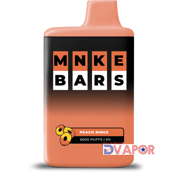 MNKE Bars disposable vape with 16ml e-liquid, 6500 puffs, 5% nicotine, rechargeable, in a sleek design.