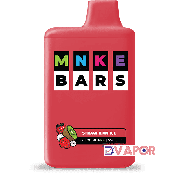 MNKE Bars disposable vape with 16ml e-liquid, 6500 puffs, rechargeable, 5% nicotine, in sleek design