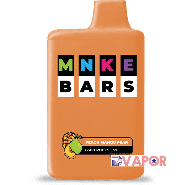 MNKE Bars 16ml disposable vape with 6500 puffs, rechargeable, non-refundable, black design, compact and portable vaping device.