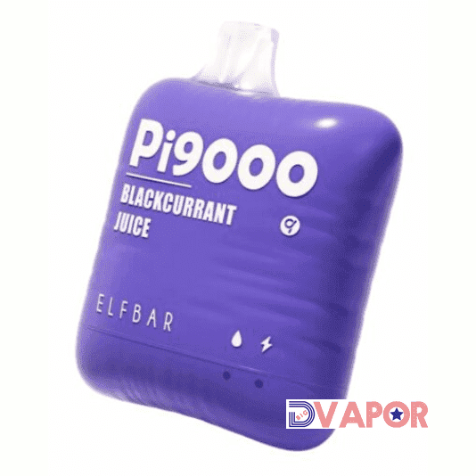 EB Design PI9000 disposable vape with 9000 puffs, black and sleek design, featuring clear branding and compact shape.