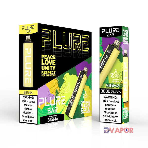 Disposable Plure Bar vape with 8000 puffs, non-refundable clearance item, featuring sleek design and mouthpiece.