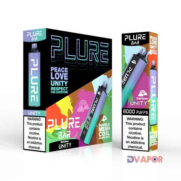 Disposable Plure Bar vape with 8000 puffs, non-refundable clearance item, featuring sleek design and compact size.