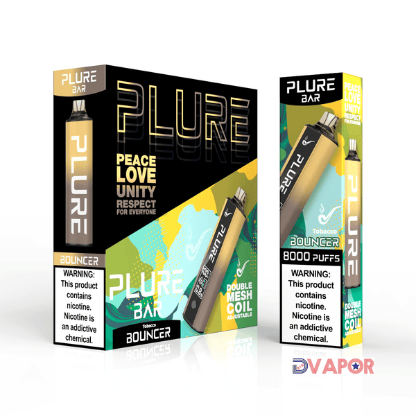 Plure Bar 8000 Puff disposable vape in sleek design with colorful branding and mouthpiece visible.