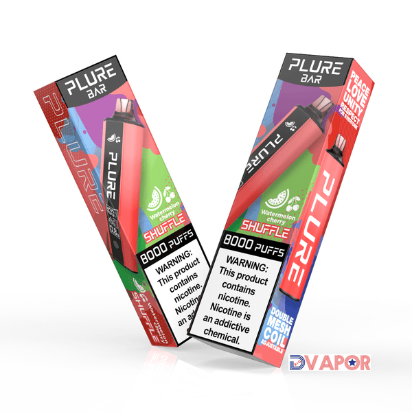 Disposable Plure Bar vape with 8000 puffs, sleek design, non-refundable clearance product from Plure.