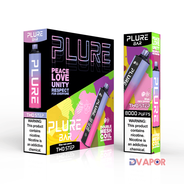 Disposable Plure Bar vape with 8000 puffs, sleek design, non-refundable clearance item, portable vaporizer from Plure.