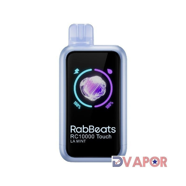 EB Design Rab Beats RC10000 Touch disposable vape in sleek black with clear branding and ergonomic design.