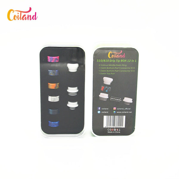 Coiland 12 in 1 Rest Drip Tip Set 510 & 810 adaptors - Fits 99% of tanks in the world!