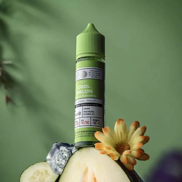 Bottle of BSX Vapor Cool Melon e-liquid, 60mL with vibrant label, showcasing refreshing melon flavor for vaping.