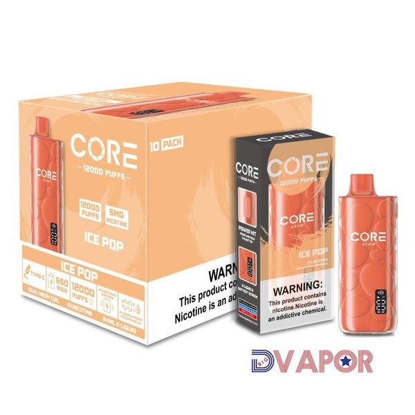Core Labs Core 12K Disposable vape with sleek design and mouthpiece, ideal for convenient, disposable nicotine vaping.