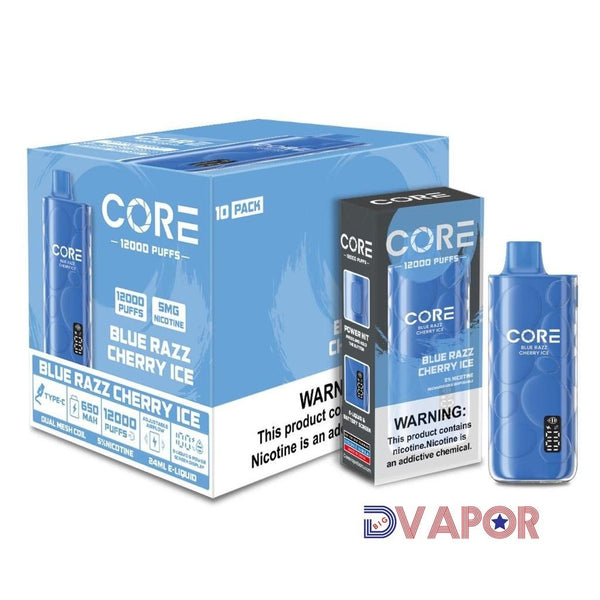 Core Labs Core 12K disposable vape device with sleek design and mouthpiece, designed for convenient, long-lasting vaping.