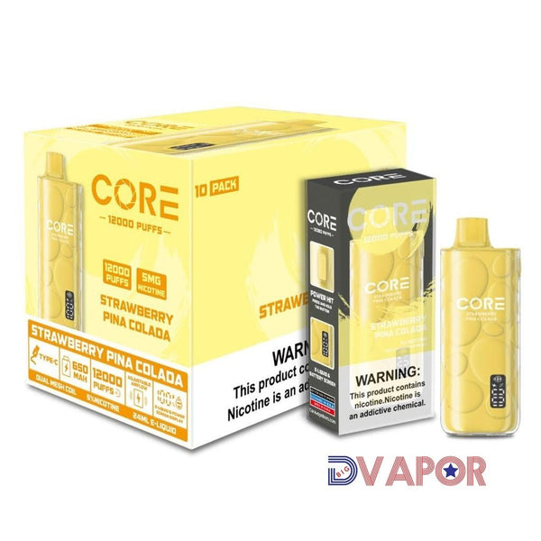 Core Labs Core 12K disposable vape device with colorful design and sleek cylindrical shape.