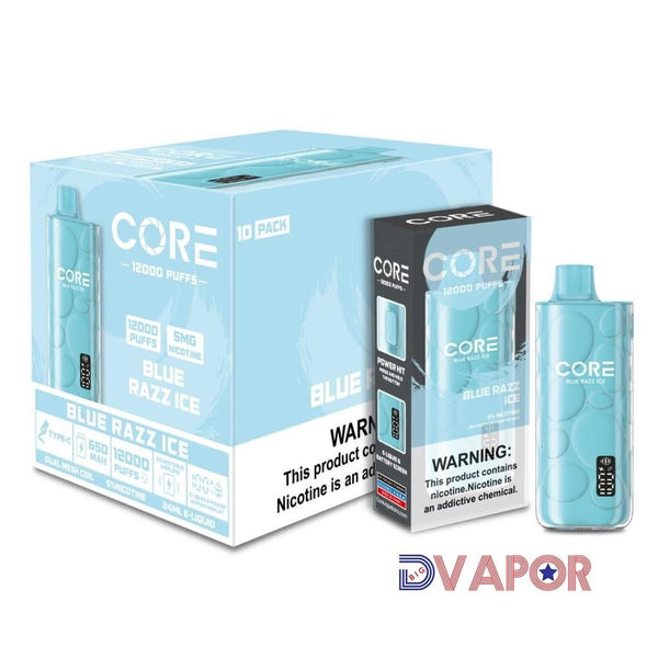 Core Labs Core 12K Disposable vape pen with sleek design and mouthpiece, showcasing its portable and user-friendly appearance.