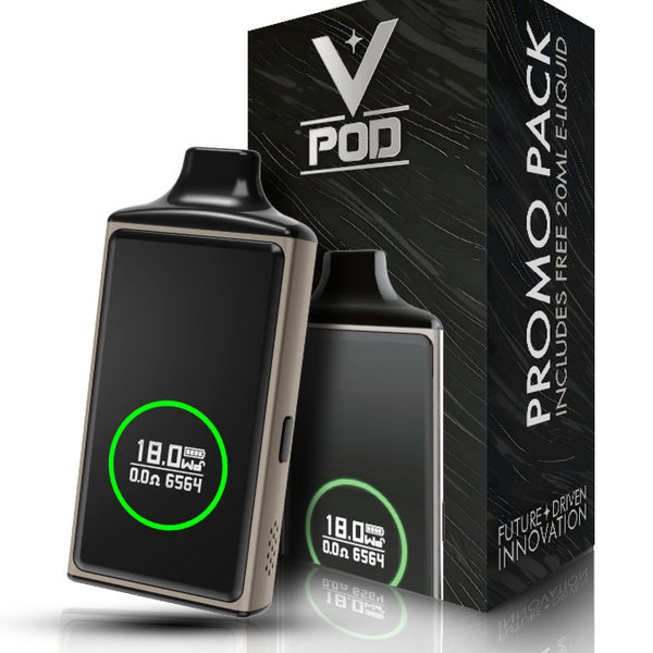 CraftBox V-Pod Pod System hardware showing sleek design with mouthpiece and adjustable airflow components.