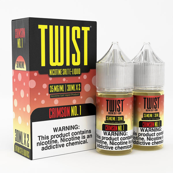 Crimson Crush No. 1 SALT Twist E-Liquid bottle, 60mL, with vibrant red and purple label, for vaping enthusiasts.