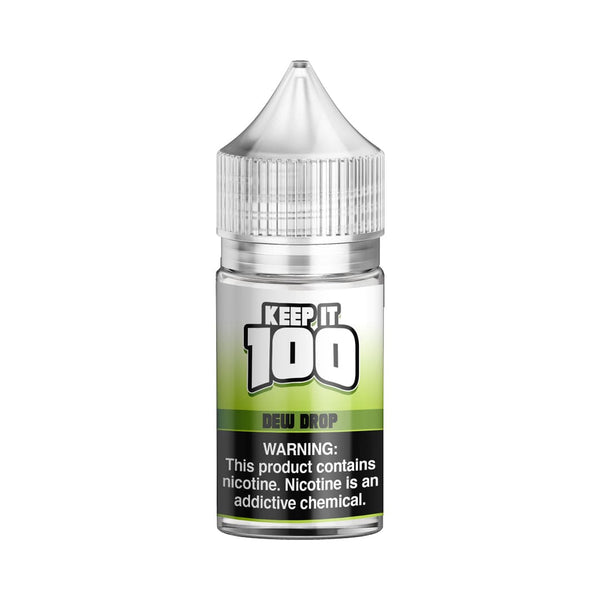 Dew Drop SALT e-liquid by Keep It 100 in a 30mL bottle, featuring a fresh dew drop flavor for vaping enjoyment.