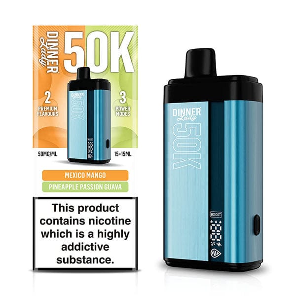 Dinner Lady 50K Puff Disposable vape pen with colorful design, featuring a sleek, portable vape device for on-the-go vaping.