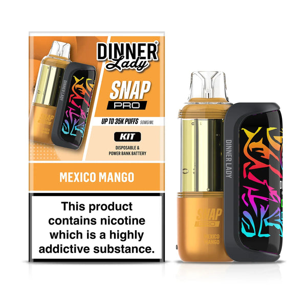 Dinner Lady Snap Pro 35K disposable vape kit with sleek design and colorful mouthpiece, ideal for on-the-go vaping.