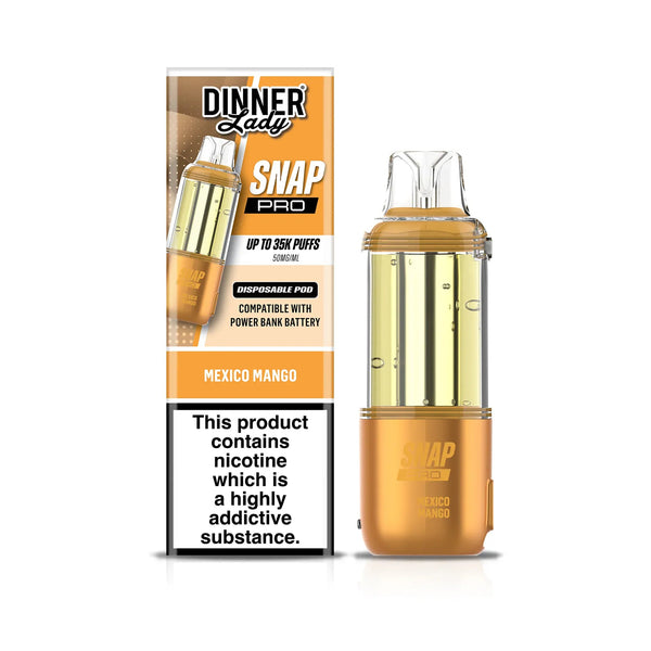 Dinner Lady Snap Pro 35K disposable vape pods for easy vaping, featuring sleek design and vibrant branding.