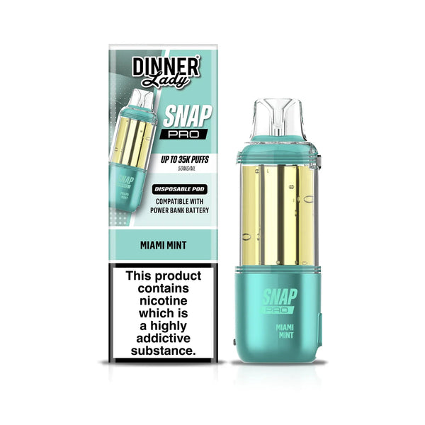 Dinner Lady Snap Pro 35K disposable vape pods showing sleek design and packaging, designed for easy vaping use.
