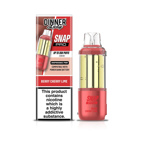 Dinner Lady Snap Pro 35K disposable vape pod, sleek design with colorful branding, ready for vaping use.
